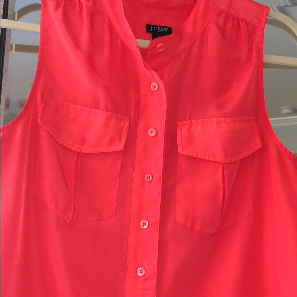 Coral sleeveless blouse